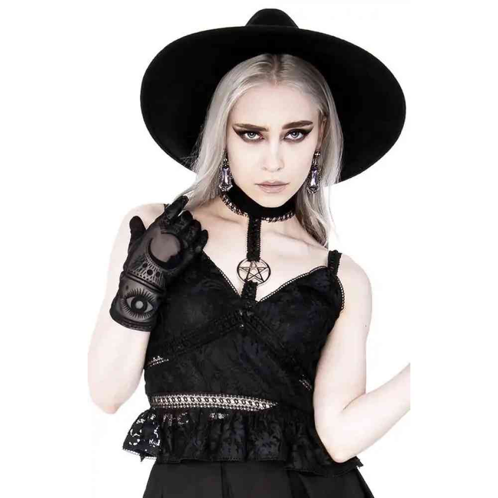Restyle - Pentagram Lace Sleeveless top - Black